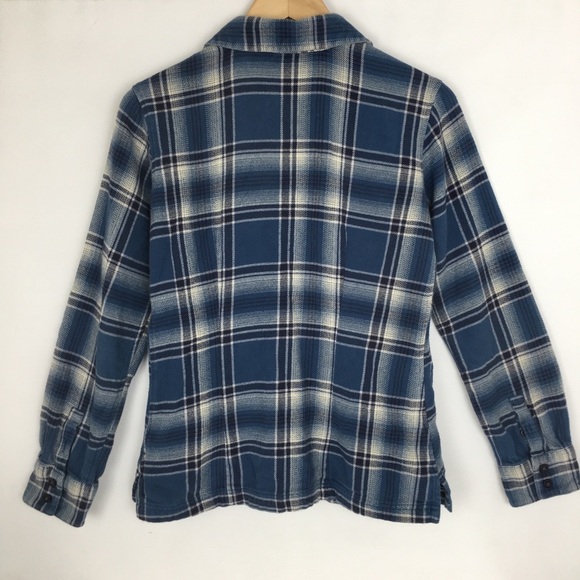 Patagonia Women's Fjord Flannel Button Up Shirt Organic Cotton Blue Plaid Sz 2 - Picture 12 of 12